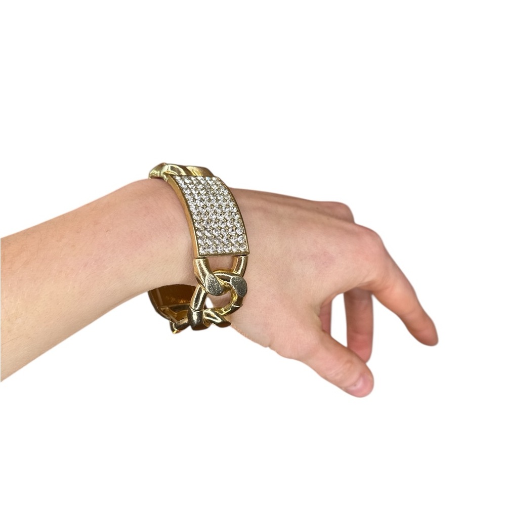 Gold Faux-Diamond Chinky Chain Bracelet